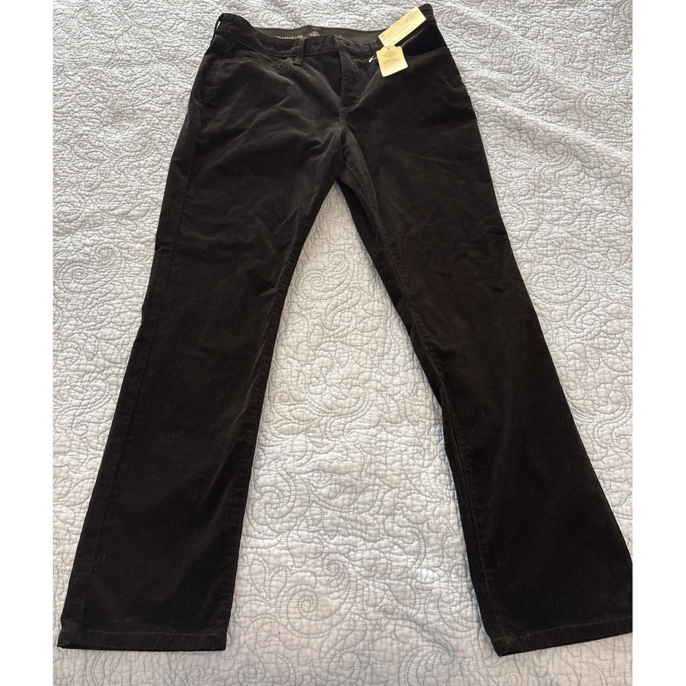 St Johns Bay NWT Corduroy Pants Womens 12 Secretly Slender Straight Leg Black